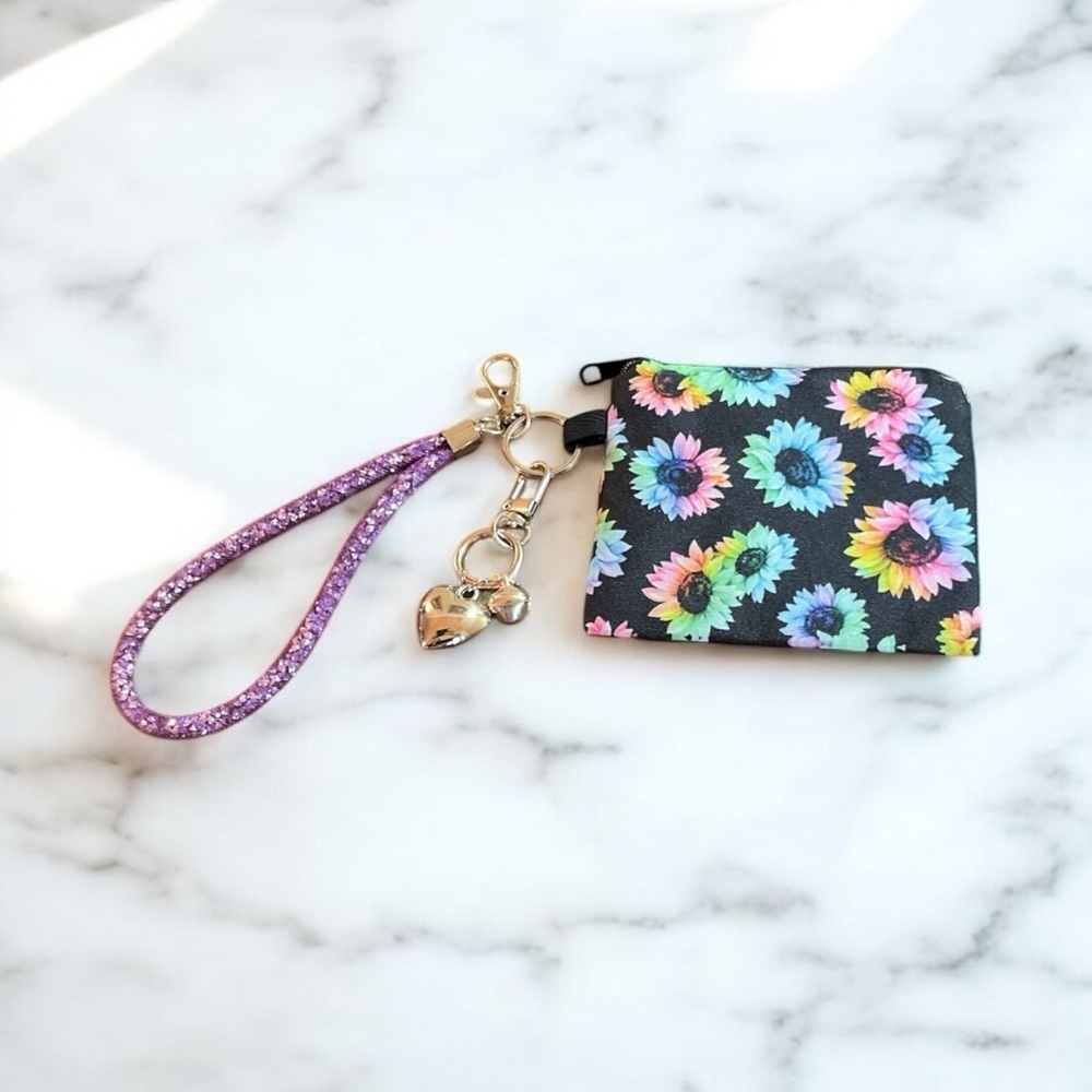 Floral Wristlet Keychain Cardholder